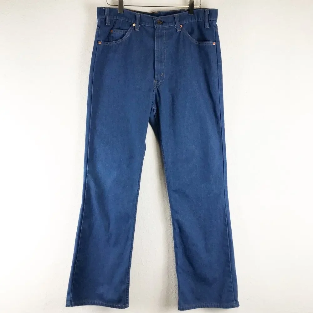 Vintage Levi's 517 1970's Orange Tab Talon Zipper Boot Cut USA Made Blue Jeans